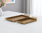 Set of Two Gold Cast Iron Handmade Vanity Trays With Handles  Warm Home View