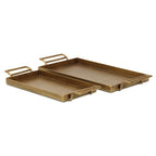 Set of Two Gold Cast Iron Handmade Vanity Trays With Handles  Warm Home View