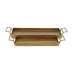 Set of Two Gold Cast Iron Handmade Vanity Trays With Handles  Warm Home View