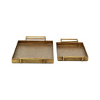 Set of Two Gold Cast Iron Handmade Vanity Trays With Handles  Warm Home View