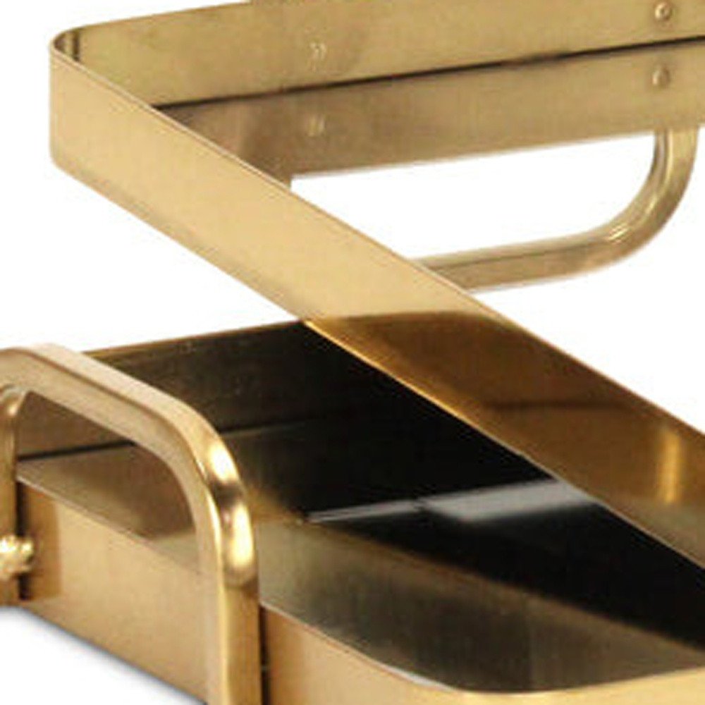 Set of Two Gold And Mirrored Glass Handmade Serving Trays  Warm Home View