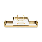 Set of Two Gold And Mirrored Glass Handmade Serving Trays  Warm Home View