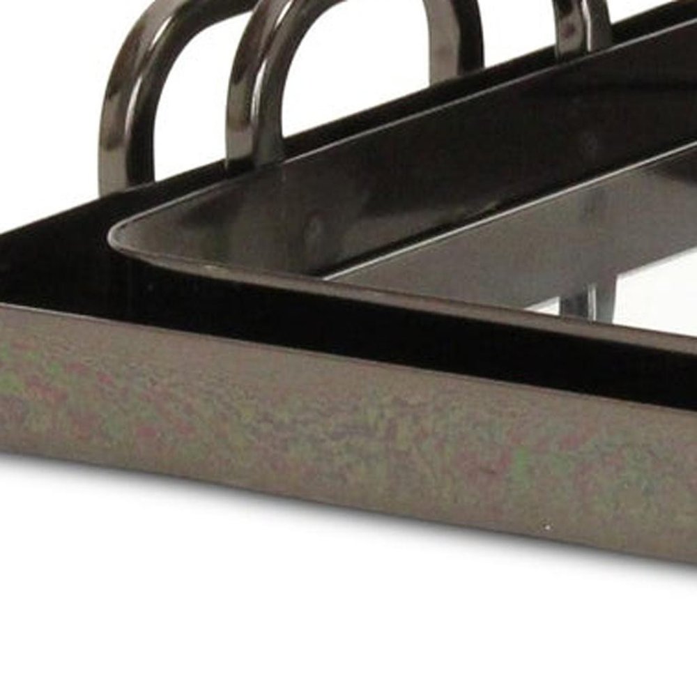 Set of Two Pewter Aluminum And Mirrored Glass Handmade Serving Trays  Warm Home View