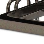 Set of Two Pewter Aluminum And Mirrored Glass Handmade Serving Trays  Warm Home View