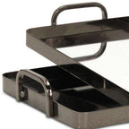Set of Two Pewter Aluminum And Mirrored Glass Handmade Serving Trays  Warm Home View