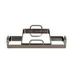 Set of Two Pewter Aluminum And Mirrored Glass Handmade Serving Trays  Warm Home View
