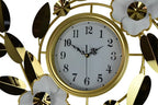 40" Gold And White Metal Silent Analog Floral Novelty Wall Clock  Warm Home View