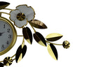 40" Gold And White Metal Silent Analog Floral Novelty Wall Clock  Warm Home View