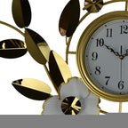 40" Gold And White Metal Silent Analog Floral Novelty Wall Clock  Warm Home View