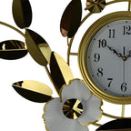 40" Gold And White Metal Silent Analog Floral Novelty Wall Clock  Warm Home View