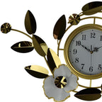 40" Gold And White Metal Silent Analog Floral Novelty Wall Clock  Warm Home View