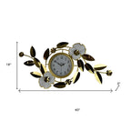40" Gold And White Metal Silent Analog Floral Novelty Wall Clock  Warm Home View