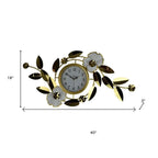 40" Gold And White Metal Silent Analog Floral Novelty Wall Clock  Warm Home View