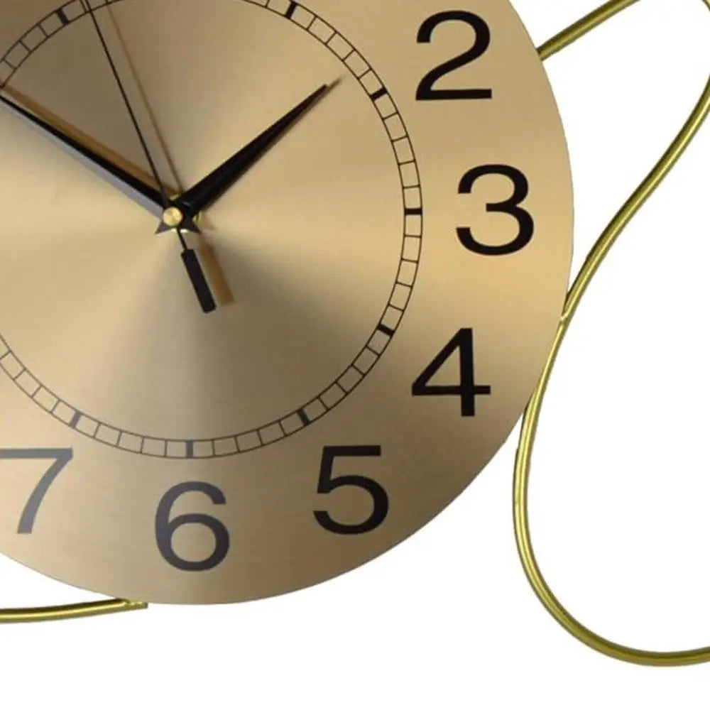 41" Gold Metal Silent Analog Novelty Wall Clock  Warm Home View