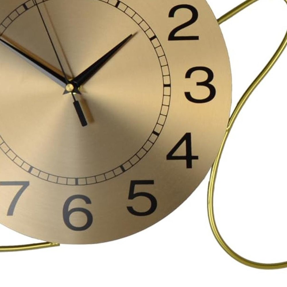 41" Gold Metal Silent Analog Novelty Wall Clock  Warm Home View