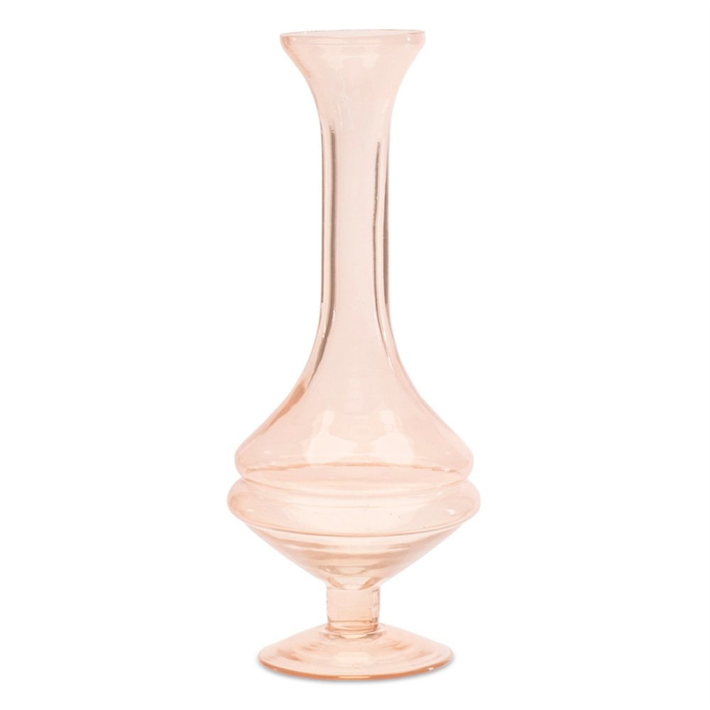 Set of Two 9" Pink Glass Trumpet Table Vases  Warm Home View
