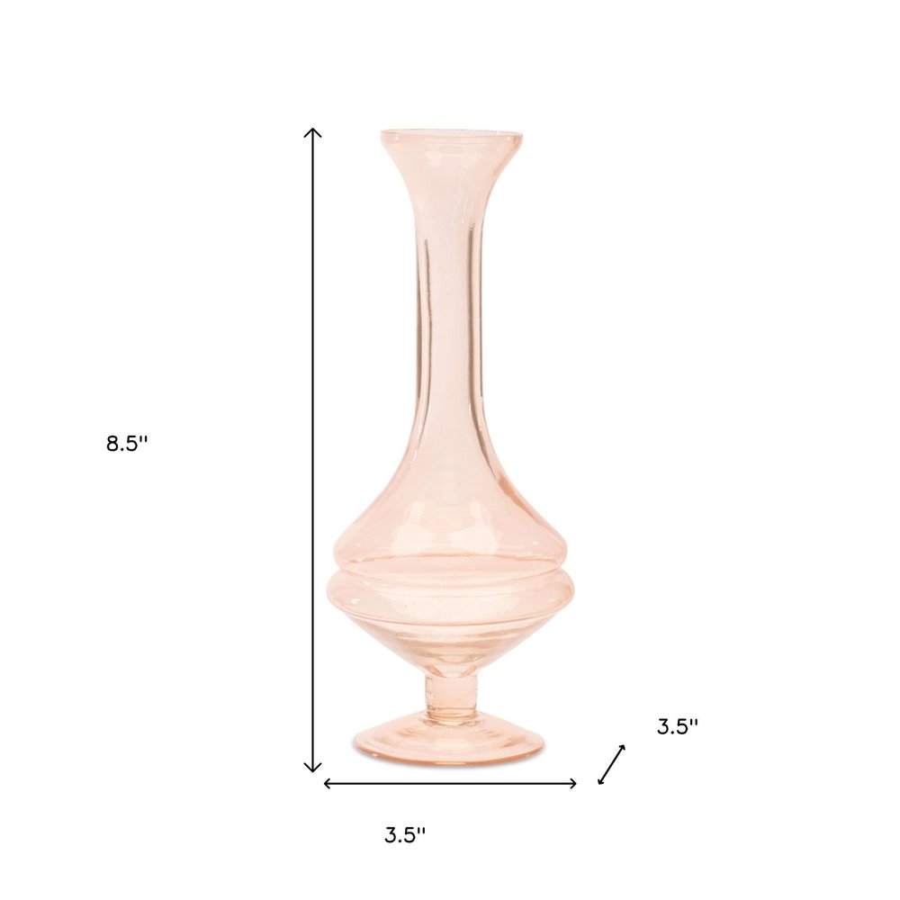 Set of Two 9" Pink Glass Trumpet Table Vases  Warm Home View