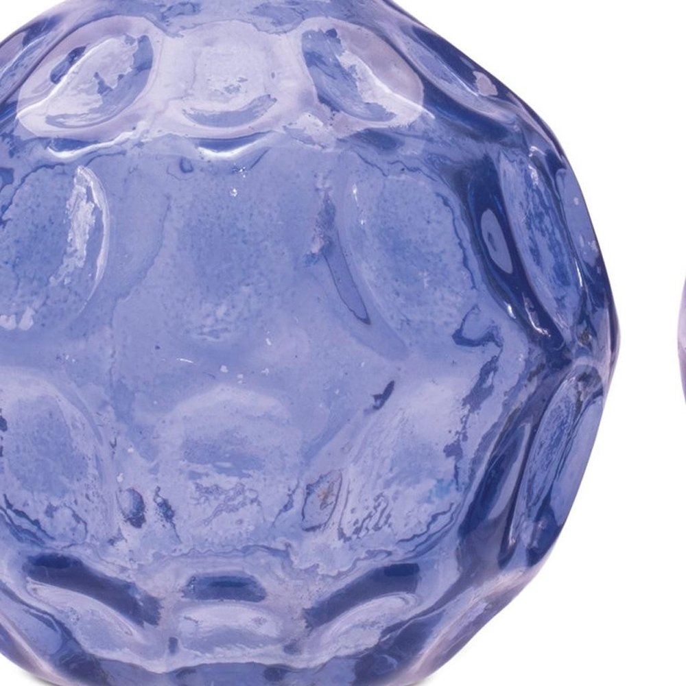 Set of Two Blue Glass Round Table Vases  Warm Home View
