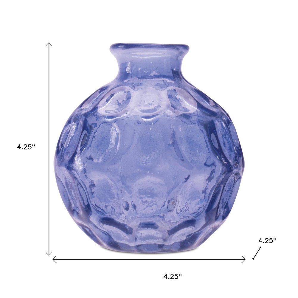 Set of Two Blue Glass Round Table Vases  Warm Home View