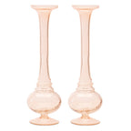 Set of Two 11" Pink Glass Trumpet Table Vases  Warm Home View