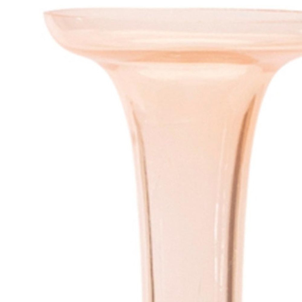 Set of Two 11" Pink Glass Trumpet Table Vases  Warm Home View