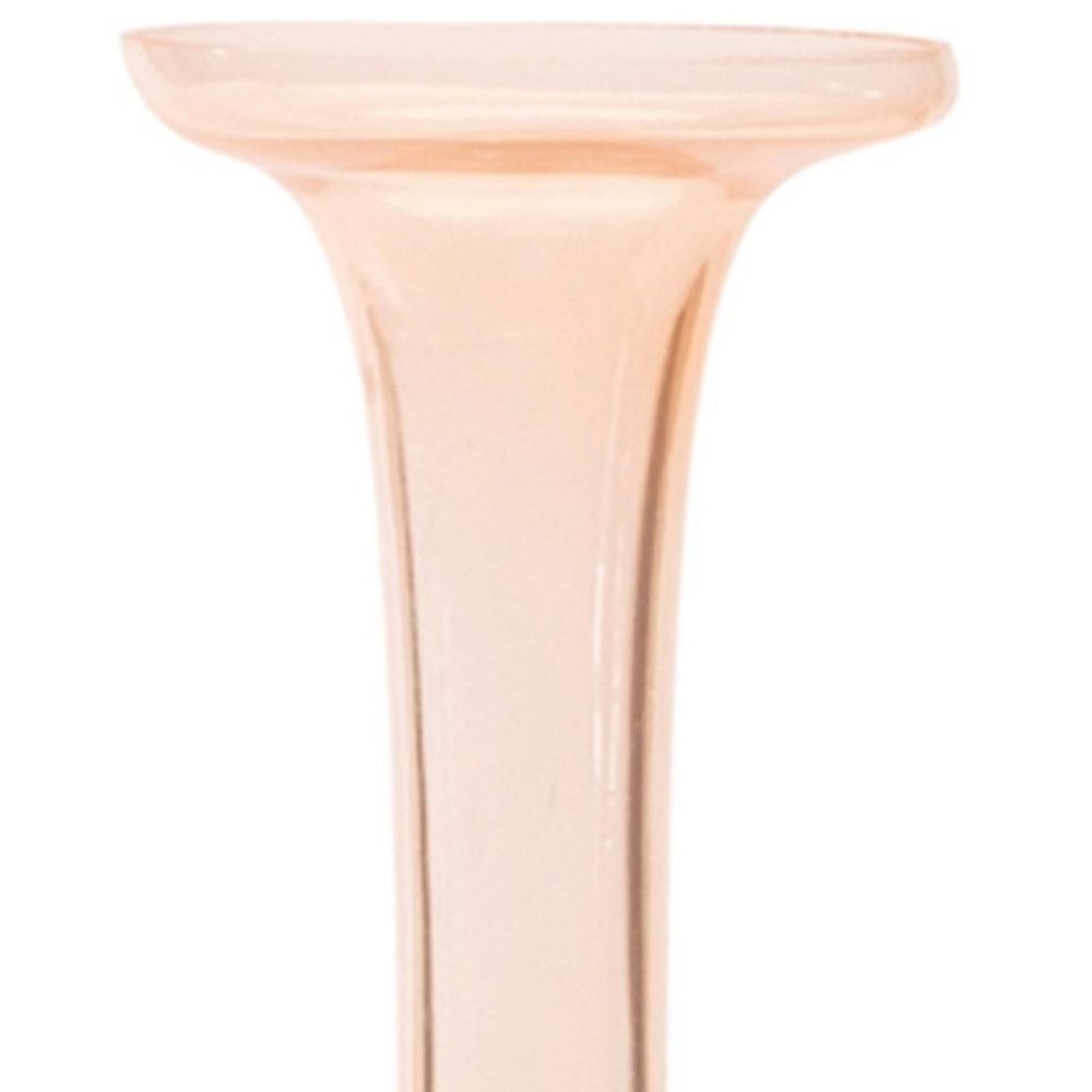 Set of Two 11" Pink Glass Trumpet Table Vases  Warm Home View