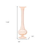 Set of Two 11" Pink Glass Trumpet Table Vases  Warm Home View