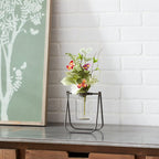 Set of Two Clear And Brown Glass And Metal Round Table Vases  Warm Home View