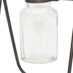 Set of Two Clear And Brown Glass And Metal Round Table Vases  Warm Home View