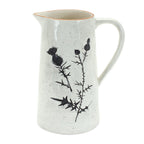 Set of Two Black And Off White Floral Ceramic Cylinder Pitcher Vase  Warm Home View