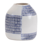 Set of Two Blue And White Checkered Ceramic Round Table Vases  Warm Home View