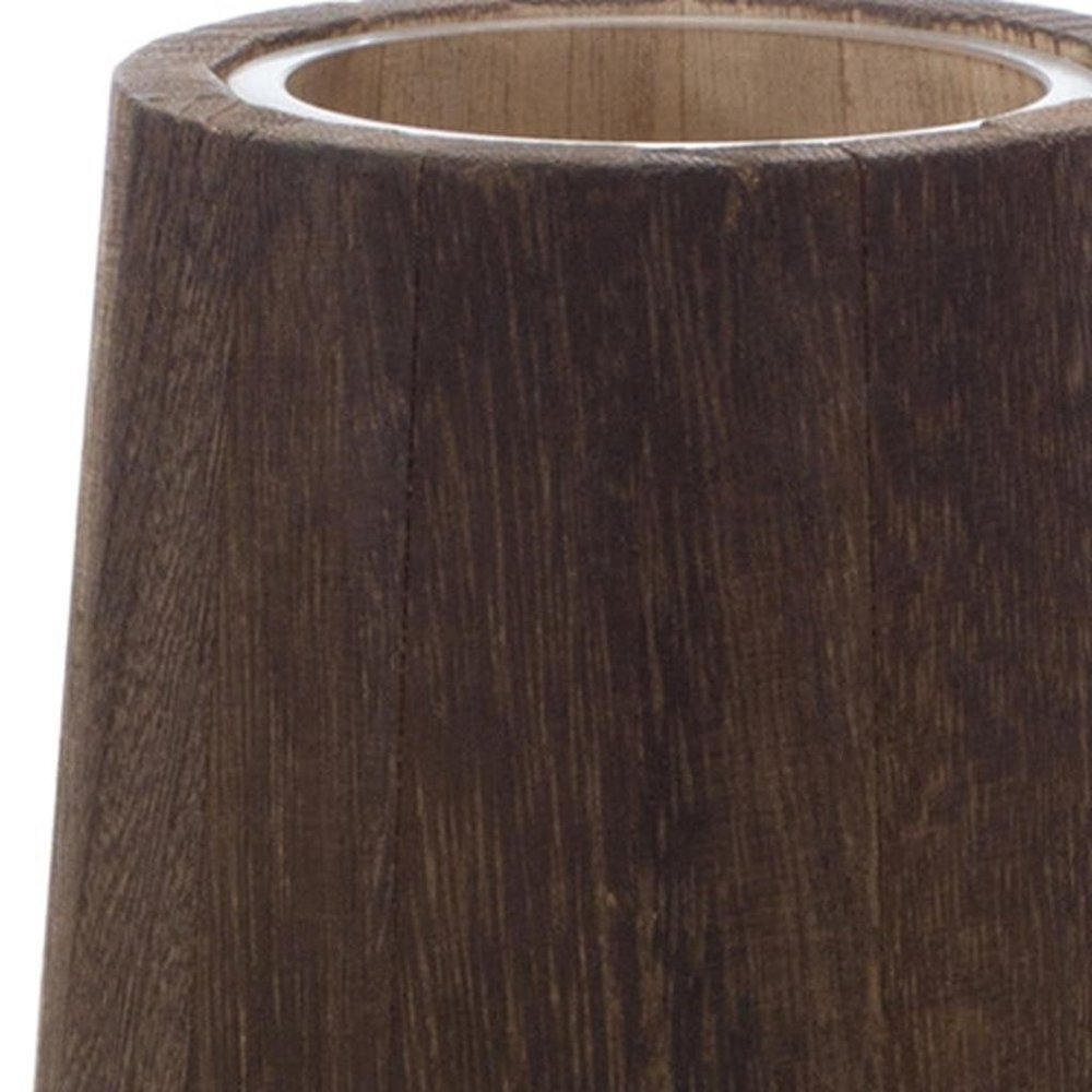 Set of Two Brown And Clear Glass Tapered Table Vases With Wood  Warm Home View