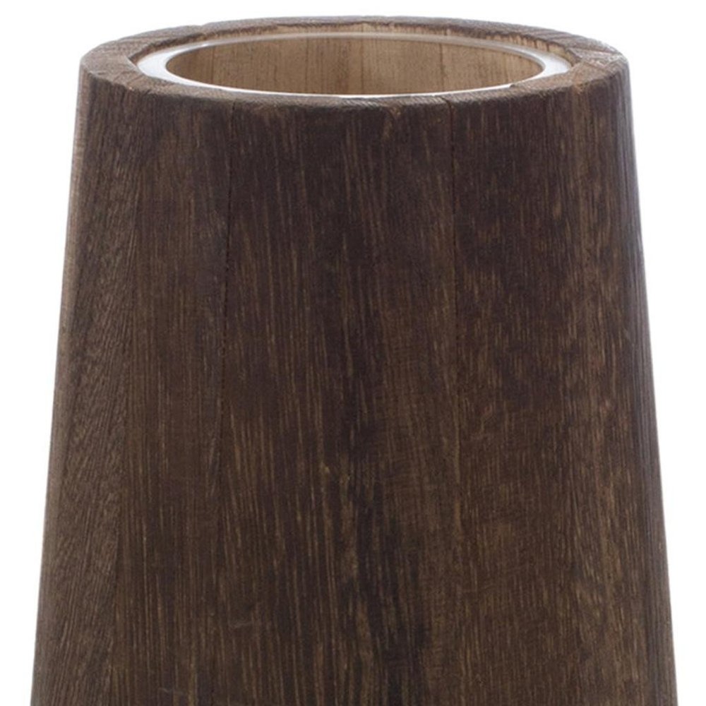 Set of Two Brown And Clear Glass Tapered Table Vases With Wood  Warm Home View