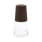 Set of Two Brown And Clear Glass Tapered Table Vases With Wood  Warm Home View