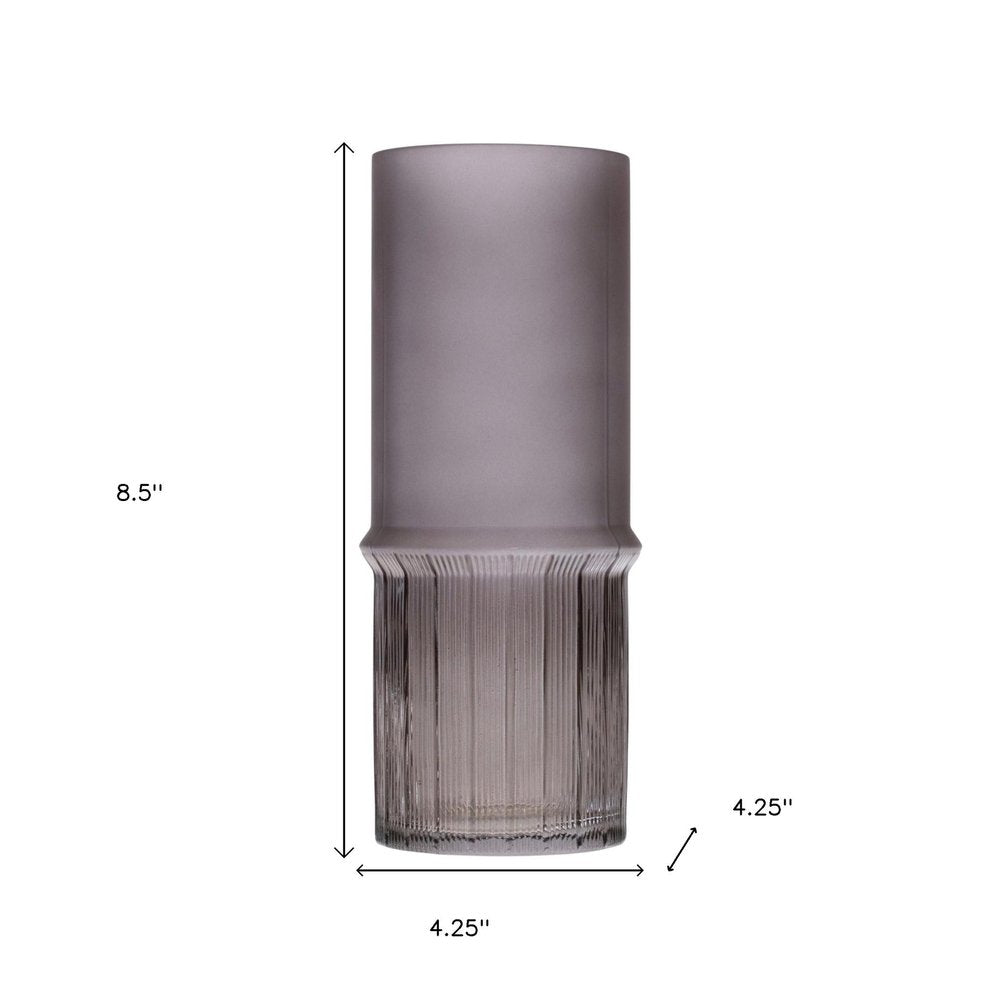 Set of Two Gray Glass Cylinder Table Vases  Warm Home View