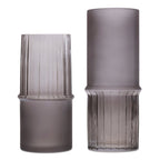 Set of Two Gray Glass Cylinder Table Vases  Warm Home View