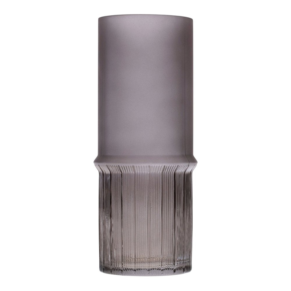 Set of Two Gray Glass Cylinder Table Vases  Warm Home View