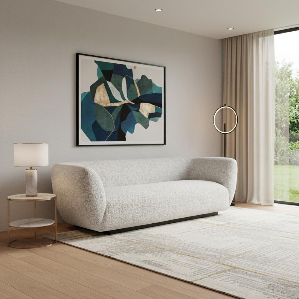 96" Gray Upholstered Sofa  Warm Home View