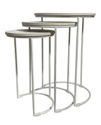 Set of Two White Solid Wood and Metal Round Frame Nested Tables  Warm Home View