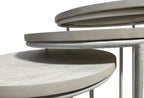 Set of Two White Solid Wood and Metal Round Frame Nested Tables  Warm Home View