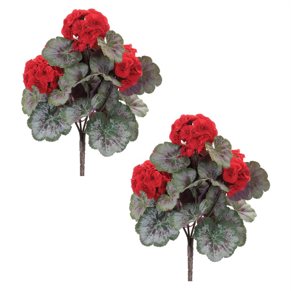 Set of Two 18" Red And Green Artificial Flowering  Warm Home View