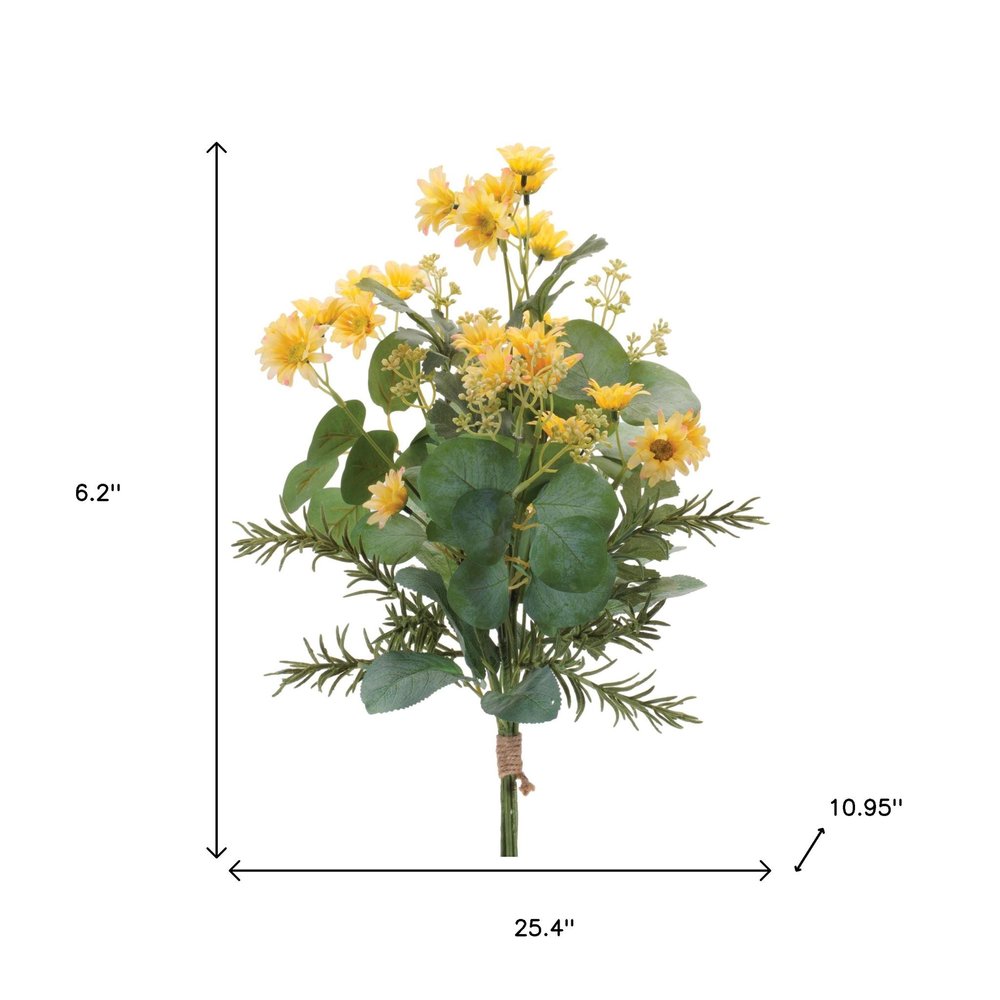 Set of Two 25" White Yellow And Green Artificial Flowering  Warm Home View
