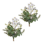 Set of Two 24" White Yellow And Green Artificial Flowering  Warm Home View