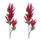 Set of Two 36" Red And Green Artificial Flowering  Warm Home View