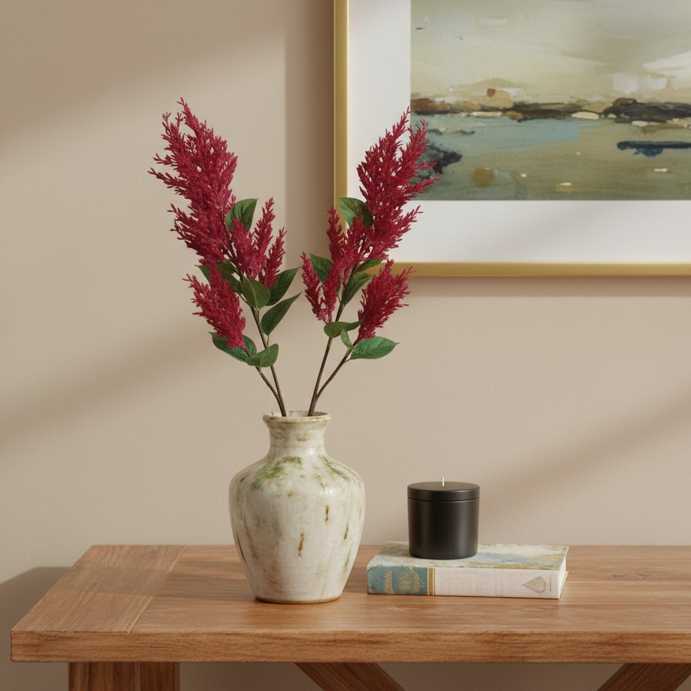 Set of Two 36" Red And Green Artificial Flowering  Warm Home View