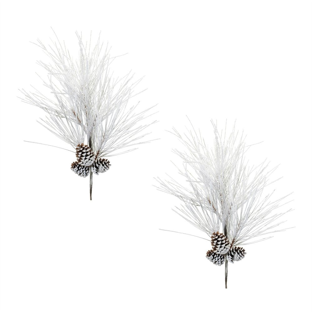 Set of Two 36" White Brown And Green Artificial Pine  Warm Home View