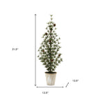 Set of Two 32" Mini Artificial Pine Trees With Pinecones In Rustic Brown Pots  Warm Home View