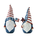 Set of Two Red White And Blue Polyresin Standing Gnomes  Warm Home View