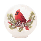 Set of Two White And Red Glass Bird Tabletop Sculpture with LED  Warm Home View