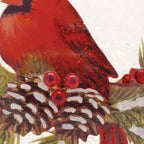 Set of Two White And Red Glass Bird Tabletop Sculpture with LED  Warm Home View
